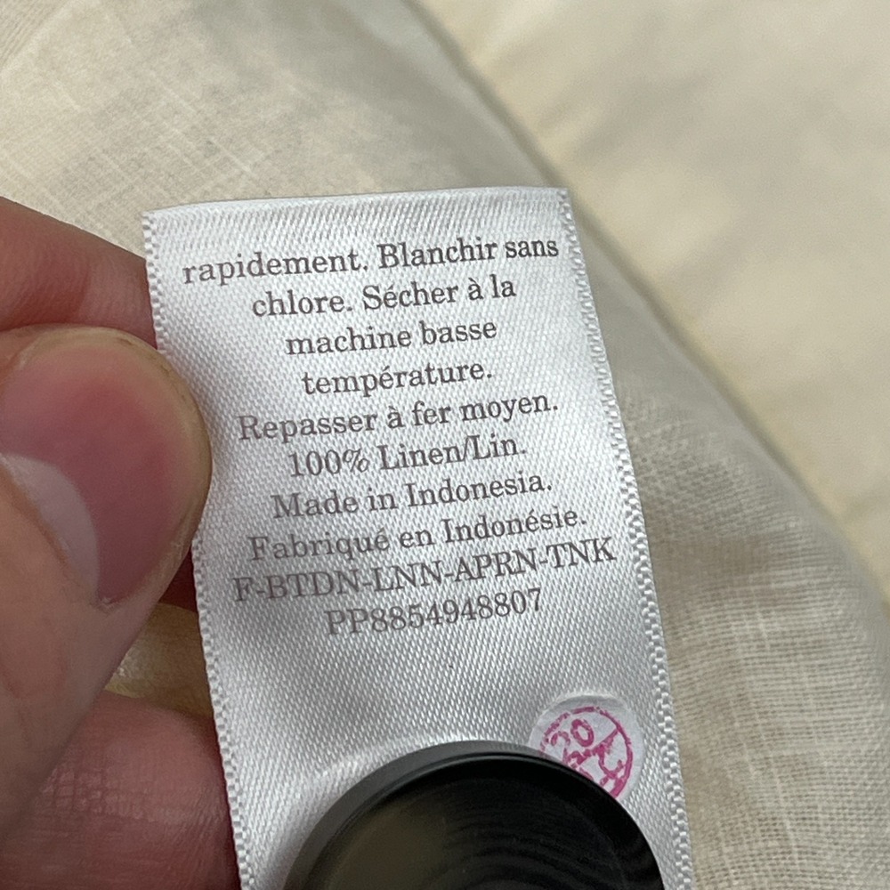 Everlane Top Women's 4 Ivory 100% Linen Woven Apron Tank Button Sleeveless Shirt - Picture 7 of 11